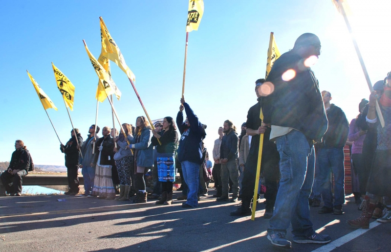 Activists at Highway 1806 barricade - photo by C.S. Hagen