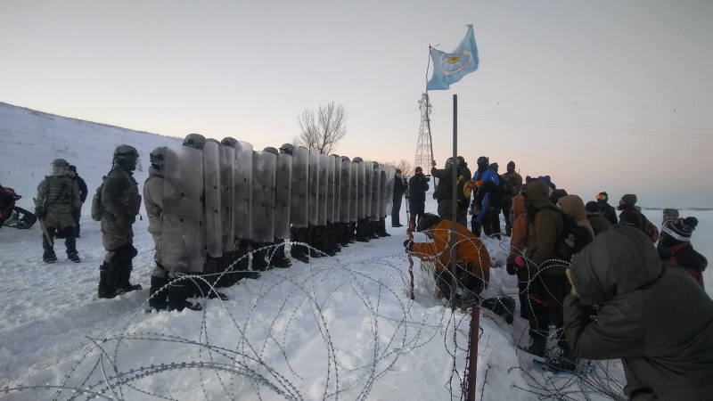 Activists nearing DAPL drill pad - photo provided by Johnny Dangers